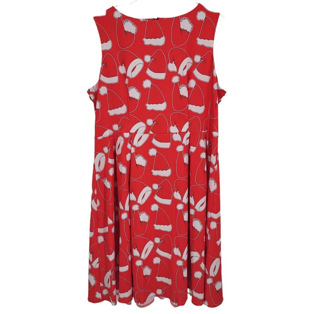 Ouges Santa Hat Print Fit And Flare Sleeveless Ba… - image 1